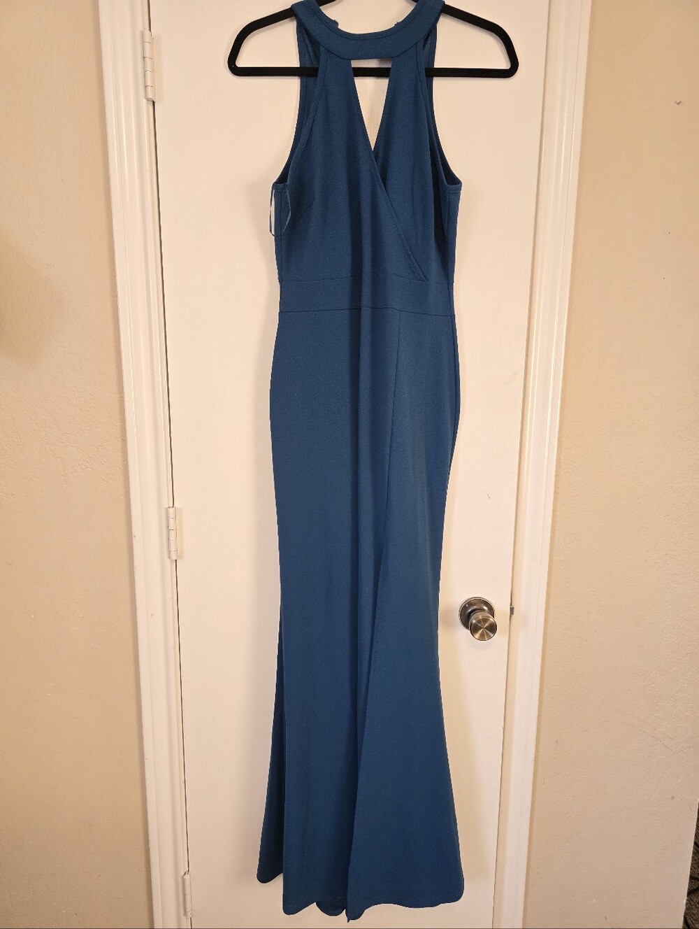 Teal High Neck Sleeveless Split Bodycon Mermaid Formal Evening Cocktail Dress